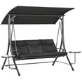 thumbnail image 1 of Outsunny 3 Seat Outdoor Swing Bench with Adjustable Canopy, Coffee Tables, 1 of 10