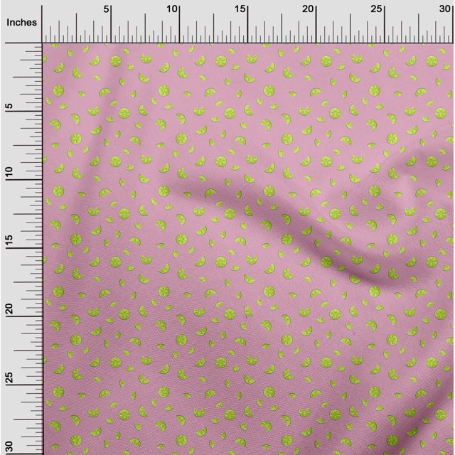 oneOone Viscose Jersey Fabric Lemon Slice Vegetable Print Fabric by The Yard 60 Inch Wide