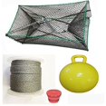 thumbnail image 1 of KUFA Sports Galvanized Steel Foldable Prawn Trap with 1/4"x400' Lead Rope, 15" Inflatable float & Bait Jar Combo (S32+LQ4+HB5+F15Y), 1 of 1