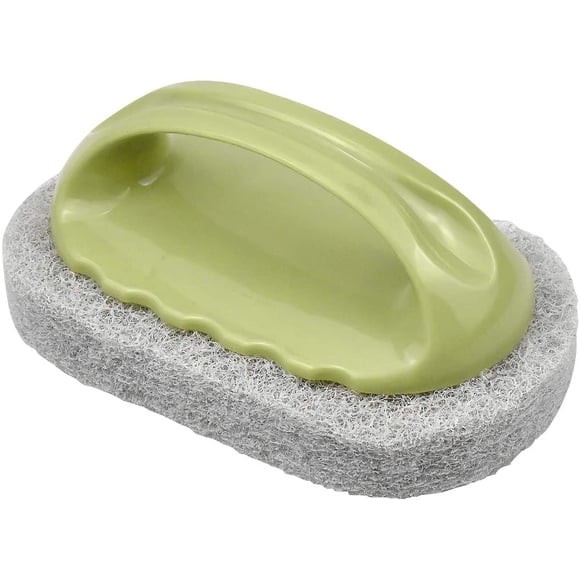 2pceBathtub Tile Cleaning Brush with Plastic Handle Bathroom Kitchen Cleaning Scrub Multipurpose Floor Scrubber Brush Polyester Sponge Scourers Brush for Floor Wall Shower Sink Dish Washing, Green