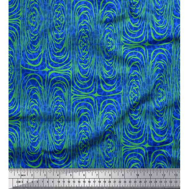Soimoi Blue Moss Georgette Fabric Leopard & Wild Animal Skin Print Sewing Fabric BTY 42 Inch Wide