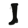 thumbnail image 4 of Autumn And Winter Rabbit Women's Boots Cross Lace Mid-heel Side Zipper High Boots Cotton Boots, 4 of 4