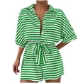 thumbnail image 2 of Wesltd Women Rompers Summer Loose Lapel Short Jumpsuit Casual Beach Outfits Vacation Clothes, 2 of 4