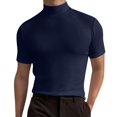 thumbnail image 1 of Hommes Chemise Adulte Homme T-shirt Robe Homme Printemps et Été Solide T-shirt Chemisier Haut Col Roulé Manches Courtes Tops T Shirt Clothes(Navy,3XL), 1 of 4