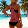 thumbnail image 4 of Moxiu Women's Two Piece Tankini Bathing Suits T-Back Top Ruched Padded Modest Swim Shorts Summer Basic Swimwear Watermelon Red,XL, 4 of 5