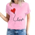 thumbnail image 2 of Meichang Hauts pour Femmes T-Shirts de la Saint-Valentin T-Shirts de Fête à Col Rond T-Shirts à Imprimé Cœur d'Amour T-Shirts à Manches Courtes Jolis Tees Blouses en Liquidation, 2 of 5