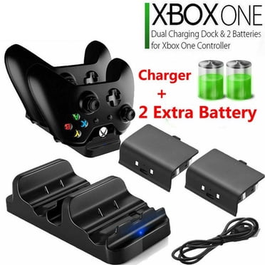 Charging Station for Xbox One- Black,Dual Charging Dock Charger Station with 2 Rechargeable 600 mAh Batteries and USB Cable for Xbox One Controller