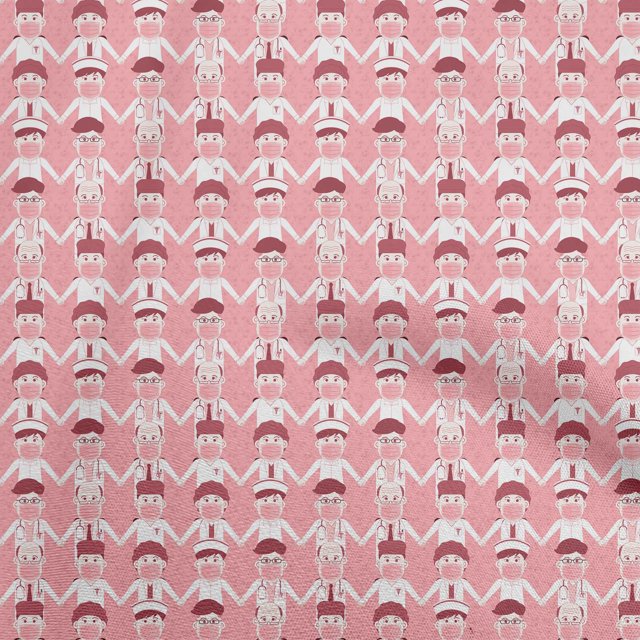 oneOone Rayon Medium Pink Fabric Medical Sewing Material Print Fabric By The Yard 56 Inch Wide