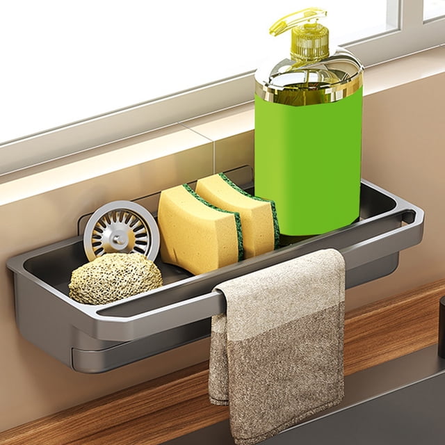 Dvkptbk Lavatory Soap Dish Storage Racks Storage Racks Kitchen No-Punch Racks Wall Mounted Spice Racks Sponge Multifunctional Storage Racks Rag Racks Kitchen Utensils & Gadgets