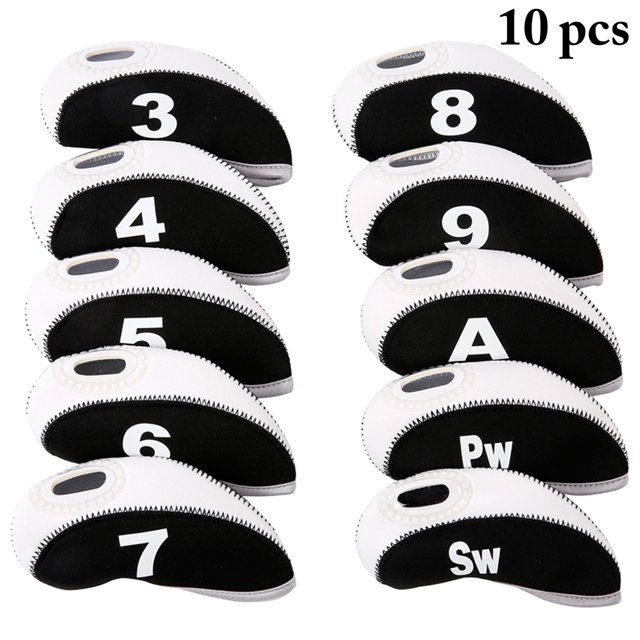 Bangcool 10PCS Golf Club Head Covers Color Patchwork Wedge Head Covers Golf Iron Covers with Number Design