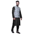 thumbnail image 2 of Atasi Kurta Pyjama Traditionnel Uni à Col Mandarin avec Ensemble de Veste Imprimée, 2 of 3