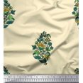 thumbnail image 1 of Soimoi Silk Fabric Leaves & Floral Block Print Sewing Fabric Yard 42 Inch Wide, 1 of 3