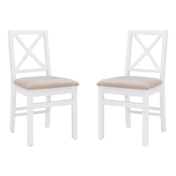 Linon Ervin Wood X Back Dining Chairs, White (Set of 2)
