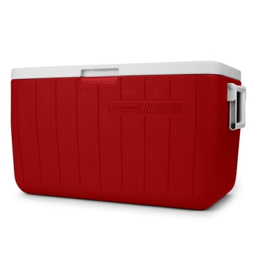 Coleman Chiller 48 Qt Hard Cooler, 45.4 L Portable Beach and Ice Chest Camping Cooler, Red