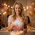 thumbnail image 4 of Goleeg Pink Flower Birthday Number Candles, Number 2 Candle - Cupcake Decorations, Pink Theme Candles, Flower Theme Party Decorations, Suitable for Party Celebrations, 4 of 6
