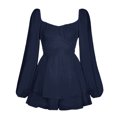 thumbnail image 4 of Womens Solid Jumpsuit Long Shorts Jumpsuit Sleeve Ruffle Layer Tie Jumpsuits Mini Short Romper Jumpsuit, 4 of 9
