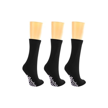 Nobles Assorted Anti Skid/ No Slip Hospital Gripper Socks, Great for adults, men, women. Designed for medical hospital patients but great for everyone (3 Pairs Black)