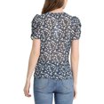 thumbnail image 3 of Unique Bargains Blouse Florale pour Femmes V Cou Détendre Hauts à Manches Courtes, 3 of 6
