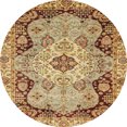 thumbnail image 1 of Ahgly Company Indoor Round Abstract Yellow Orange Oriental Area Rugs, 5' Round, 1 of 6