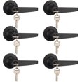 thumbnail image 1 of of Lever Keyed Entry Door Lever Handle Lock Universal Door Knob Hardware Nickel Brushed Color (MRCA), 1 of 5