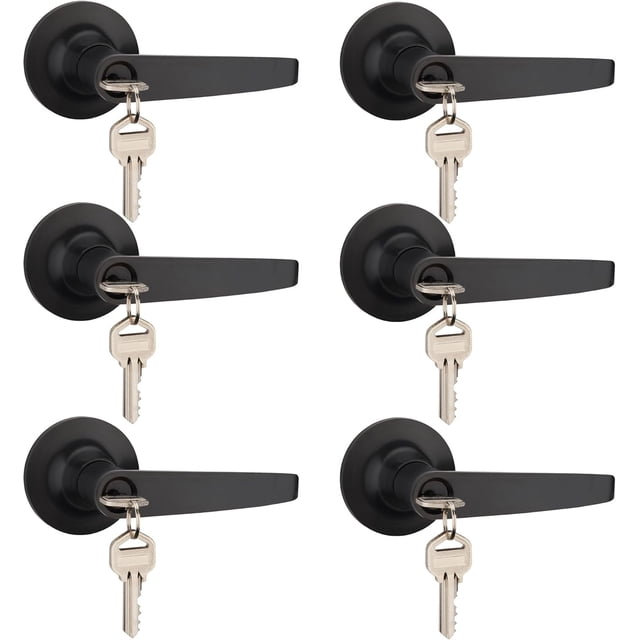 of Lever Keyed Entry Door Lever Handle Lock Universal Door Knob Hardware Nickel Brushed Color (MRCA)