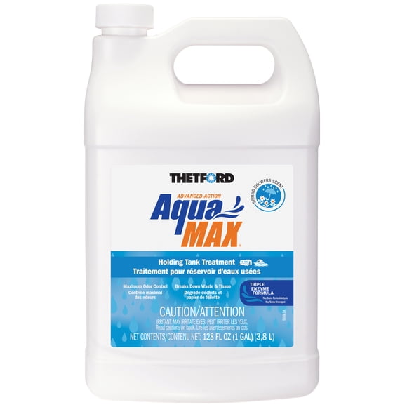 Thetford Waste Holding Tank Treatment 96637 AquaMax; Biological Treatment Used To Break Down Waste And Tissue; Without Formaldehyde Or Bronopol; With Spring Showers Deodorant; Without Lubricant