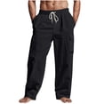 thumbnail image 1 of cfhntfmh Cargo Pants for Men Hiking Pants Elastic Waist Drawstring Joggers Pants Multi Pockets Tapered Trousers, 1 of 6