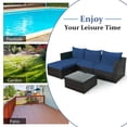 thumbnail image 3 of Costway Ensemble de Mobilier de Terrasse en Rotin 5 Pcs Sectionnel Canapé de Conversation avec Table à Café Bleu Marine, 3 of 10