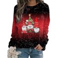 thumbnail image 1 of Bellella Sweatshirts de Noël pour Femmes Manches Longues Hauts de Noël Col Rond Pull Ample Imprimé Santa Claus Rouge TG, 1 of 2