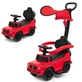 thumbnail image 1 of Costway 3 in 1 Ride on Push Car Mercedes Benz G350 Stroller Sliding Car w/ Canopy Red, 1 of 10