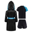 thumbnail image 2 of TiaoBug Kids Boys Boxing Uniform Set 3 Pcs Long Sleeve Open Front Hooded Cloak Robe with T-shirt and Shorts Sky Blue 12, 2 of 5