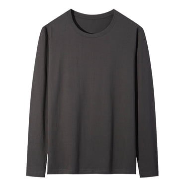 Viluyesy Mens T Shirt Long Sleeve Shirts for Men Plus Size Roundneck Solid Tops Stretch Soft Casual Lightweight Mens Basic Tee Dark Gray L