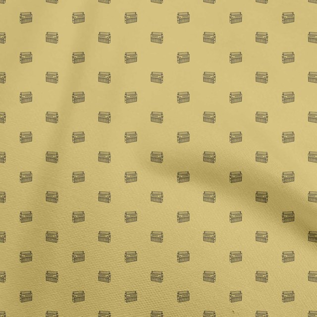 oneOone Tissu Polyester Spandex Jaune Rétro pour Projets de Couture Radio Tissu Imprimé au Mètre 56 Pouces de Large