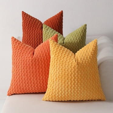 Fridja Sales 4 Pcs Soft Weave Pillowcases Set Standard Size Breathable Face Friendly Pillow Shams Decorative Weave Pillow Case Covers