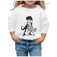 thumbnail image 2 of PMVFHDE Liquidation Mode Enfant Chandails à Capuchon & Chandails en Molleton Mode Enfant Personnalité Décontractée Ample Imprimé Col Rond Sans Capuche Manches Longues Chandail en Molleton Blanc,130, 2 of 2