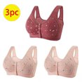 thumbnail image 3 of Bigersell Front Closure Bras for Seniors 3pcs Full Coverage Bra Style R-18 Breathable Padded Bras Pack R-18-wine, 3 of 9