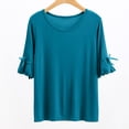 thumbnail image 2 of AherBiu Pajamas Tops for Women Oversized Ruffle 1/2 Sleeve Basic Layer Top Tees Shirts Comfy Soft Undershirts, 2 of 5