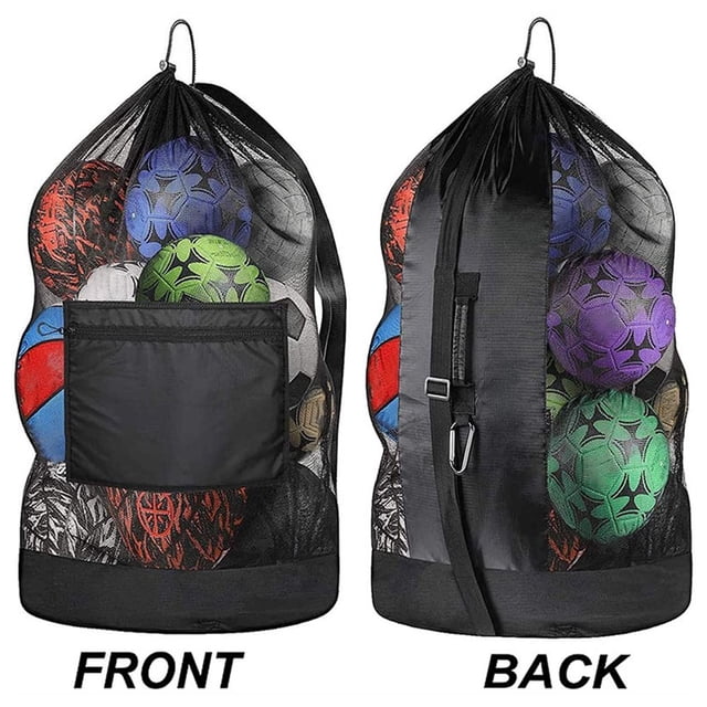 Dosaele Sports Ball Bag with Adjustable Shoulder Strap Large Capacity Basketball Volleyball Drawstring Storage Mesh Bag Sports Supplies