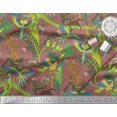 thumbnail image 3 of Soimoi Modal Satin Fabric Branches,Parrot & Leopard Jungle Printed Fabric 1 Yard 42 Inch Wide, 3 of 3