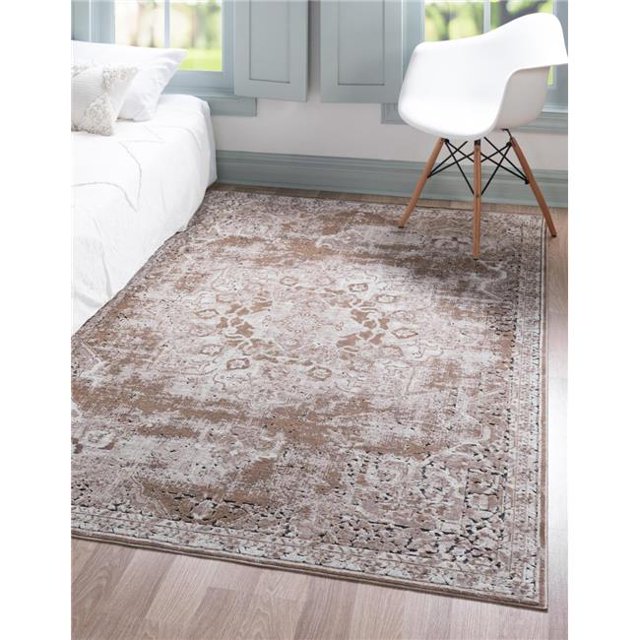 Unique Loom 3146808 Tapis Rectangulaire Roosevelt de 4 x 6 Pi; Brun Clair