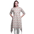 thumbnail image 1 of Bimba Hauts Imprimés Floraux à Feuilles Blanches et Roses pour Femmes Kurti Asymétrique Robe d'Été pour Filles XXX-Large, 1 of 6