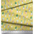 thumbnail image 2 of Soimoi Tissu en Rayonne Jaune Motif Feuilles de Cactus Tissu au Mètre 56 Pouces de Large, 2 of 3