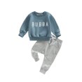 thumbnail image 1 of Faithtur Boys Girls Pants Suit, Long Sleeve Round Neck Letters Print Tops + Casual Drawstring Pants, 1 of 9