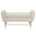 thumbnail image 4 of Bouclair Oatmeal Fabric and Wood Bench, 4 of 7