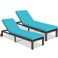 thumbnail image 2 of Costway 2PC Patio Rattan Lounge Chair Chaise Recliner Back Adjustable W/Wheels Cushioned, 2 of 10