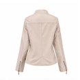 thumbnail image 2 of Veste de Moto en Cuir pour Femmes Col Montant Ajustée avec Fermeture Éclair, 2 of 3