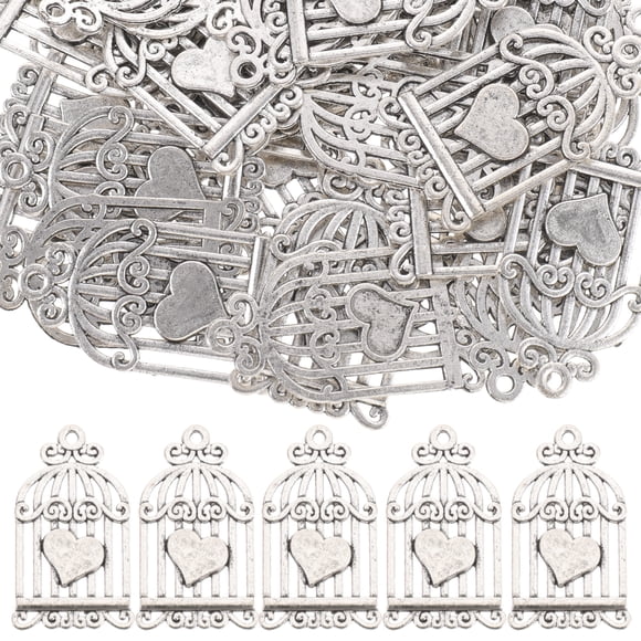 40 Pcs Breloques de Cage à Oiseaux Pendentif Vintage en Alliage Pendentifs de Cage à Oiseaux Breloques pour Bricolage Bijoux Artisanat