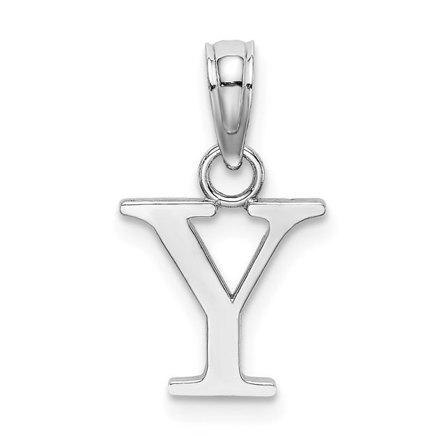 Diamond2Deal 14K White Gold Block Letter Y Initial Pendant for Women
