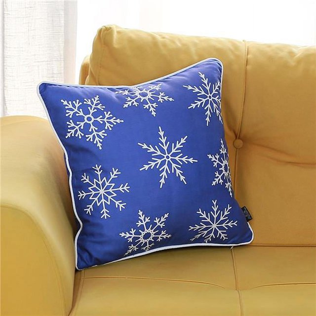 Set de 4 Flocons de Neige de Noël 18" Coussin en Bleu