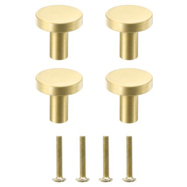 Unique Bargains Boutons Pleins, Lot de 4 Boutons Ronds en Laiton pour Armoires avec Vis pour Décoration de Meubles (M4, Or)